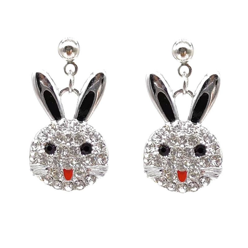 Cute Rabbit Alloy Plating Inlay Rhinestones Women's Earrings Necklace