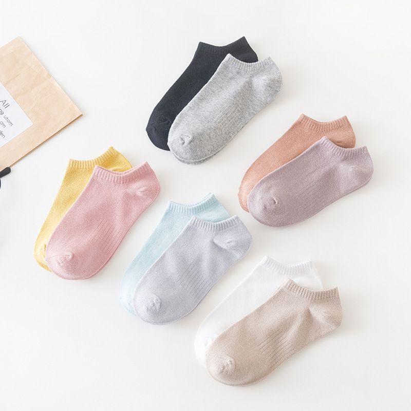 Femmes Style Simple Couleur Unie Coton Cheville Chaussettes Une Paire