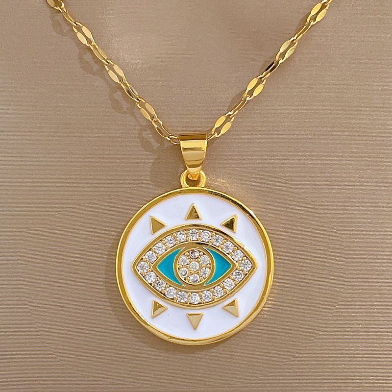 1 Piece Fashion Eye Stainless Steel Plating Zircon Pendant Necklace