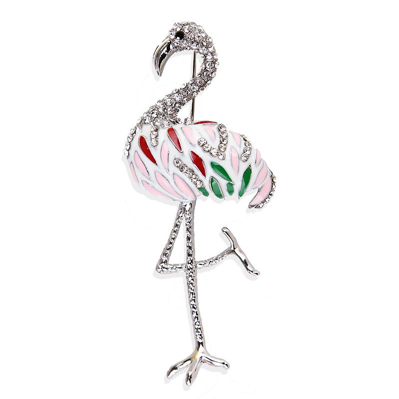 Retro Flamingo Alloy Inlay Artificial Gemstones Women's Brooches