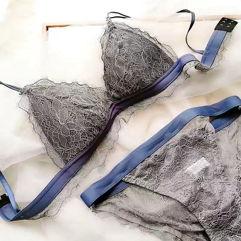 Lace Wireless Bra Ultra-thin Sexy Soft Nylon Spandex Polyester Bra&panty Set