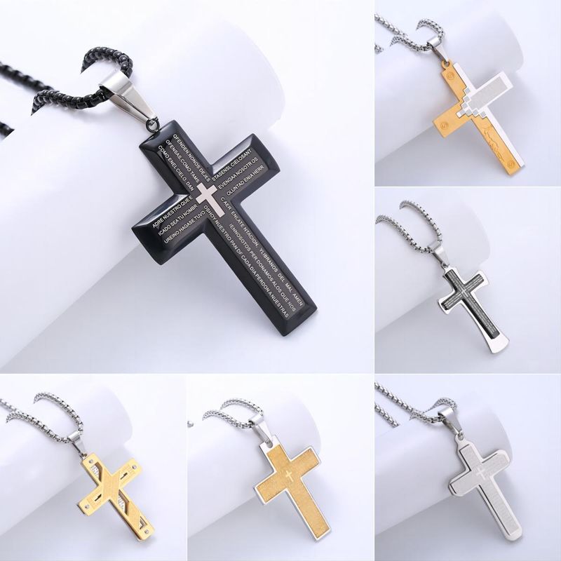 1 Piece Hip-hop Cross Stainless Steel Plating 18k Gold Plated Men's Pendant Necklace
