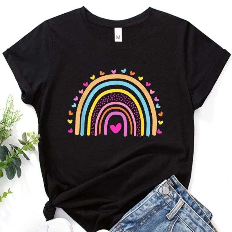 Women's T-shirt Short Sleeve T-shirts Patchwork Simple Style Abstract Heart Shape