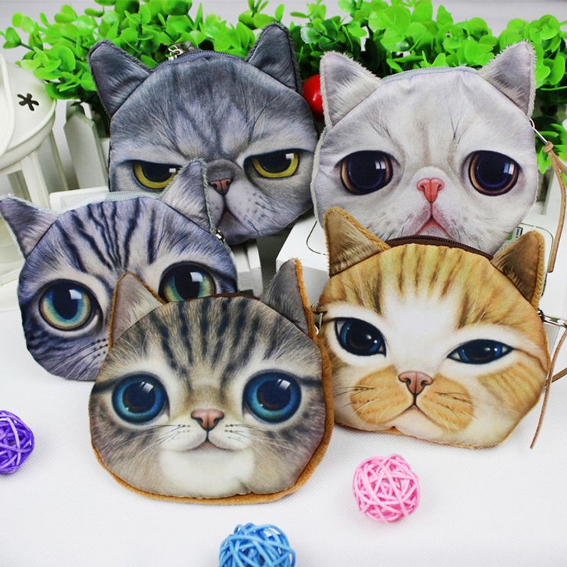 Unisex Animal Polyester Zipper Coin Purses