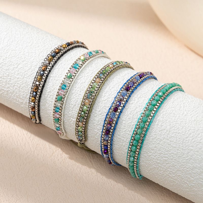 Style Ethnique Rond Cristal Artificiel Polyester Métal De Gros Bracelets