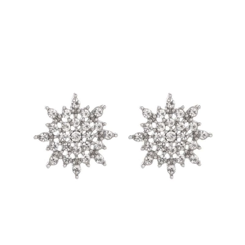 1 Par Moda Copo De Nieve Aleación Embutido Diamantes De Imitación Mujeres Pendientes
