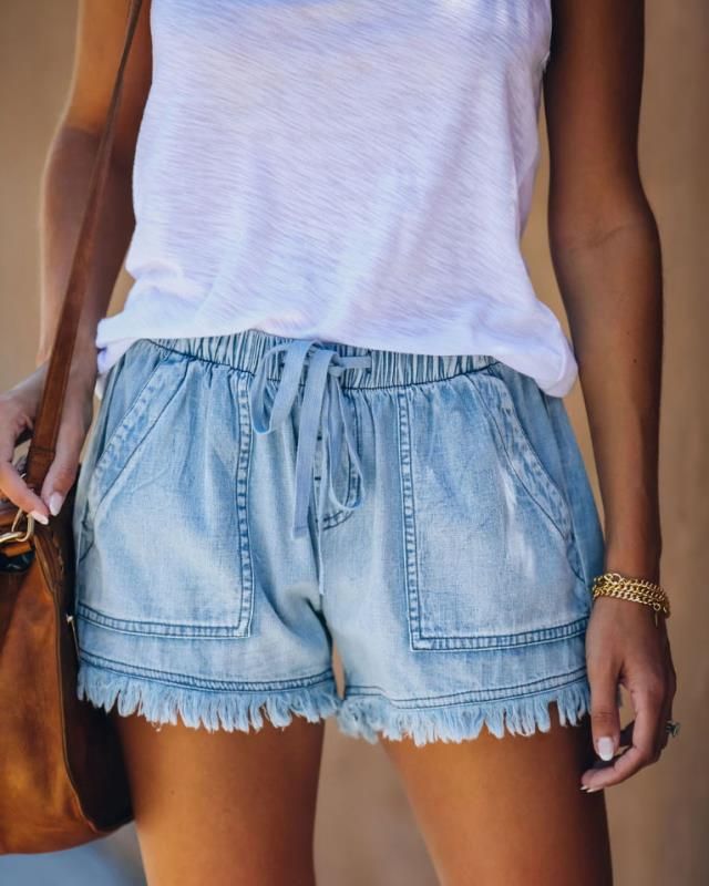 Women's Daily Fashion Solid Color Shorts Washed Jeans