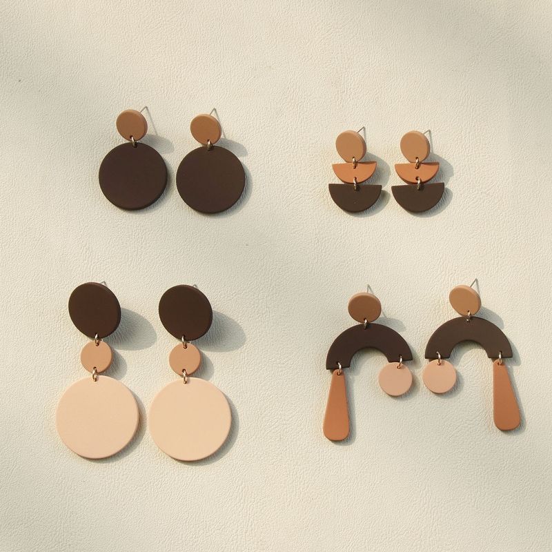1 Pair Fashion Round Color Block Arylic Women's Drop Earrings