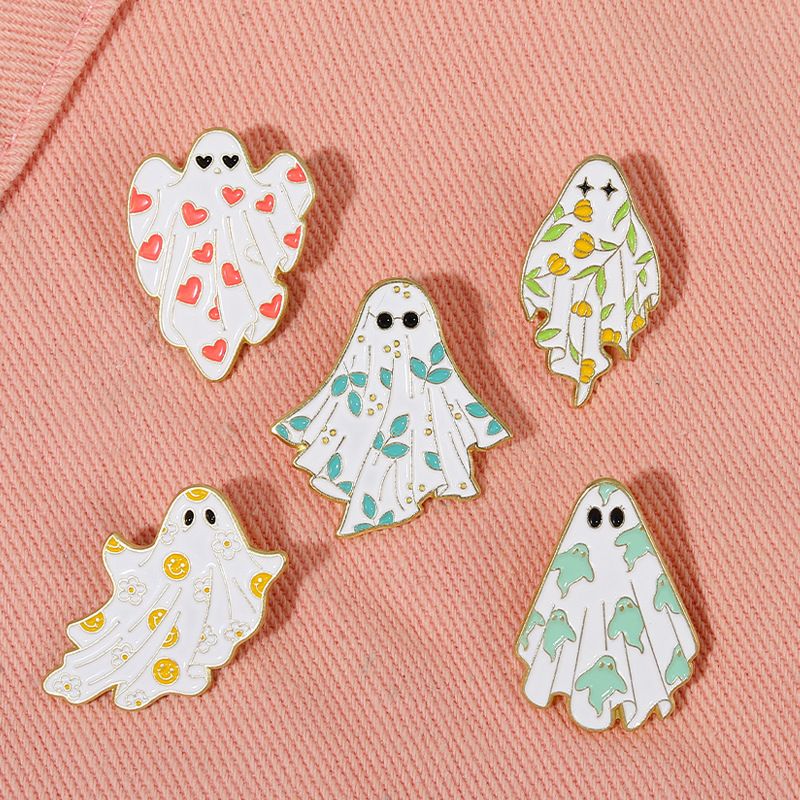 Cute Heart Shape Flower Ghost Alloy Plating Unisex Brooches