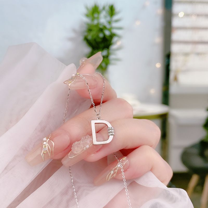 Simple Style Letter Sterling Silver Inlay Zircon Pendant Necklace