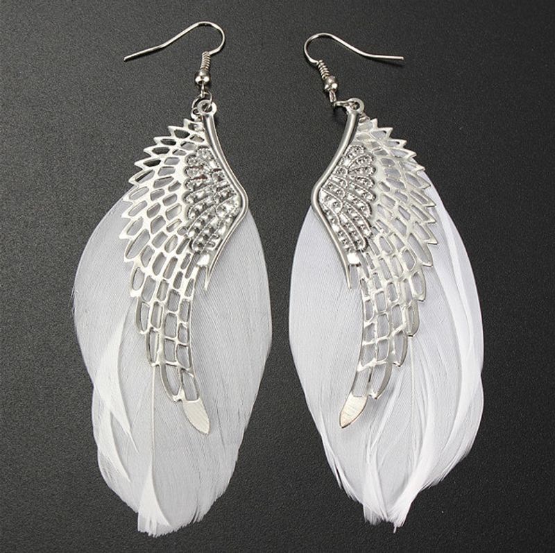 1 Pair Simple Style Wings Alloy Hollow Out Women's Earrings