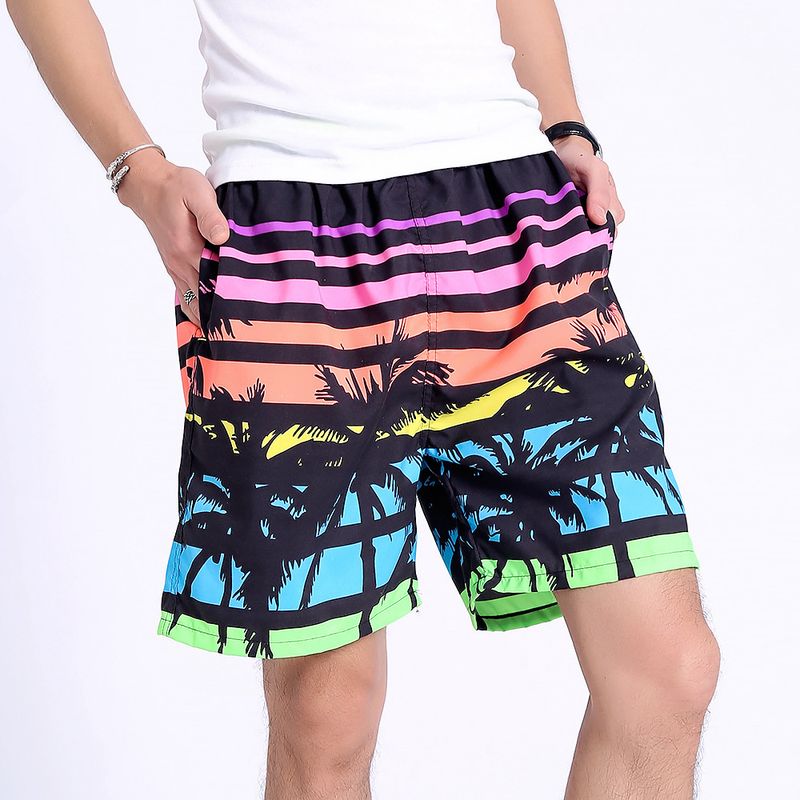 Men's Beach Casual Coconut Tree Shorts Straight Pants
