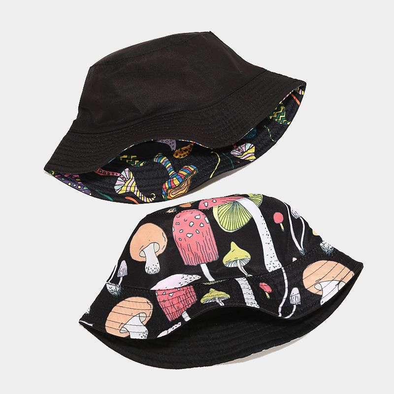 Femmes Style Simple Fleur Impression Avant-toit Plat Chapeau Seau