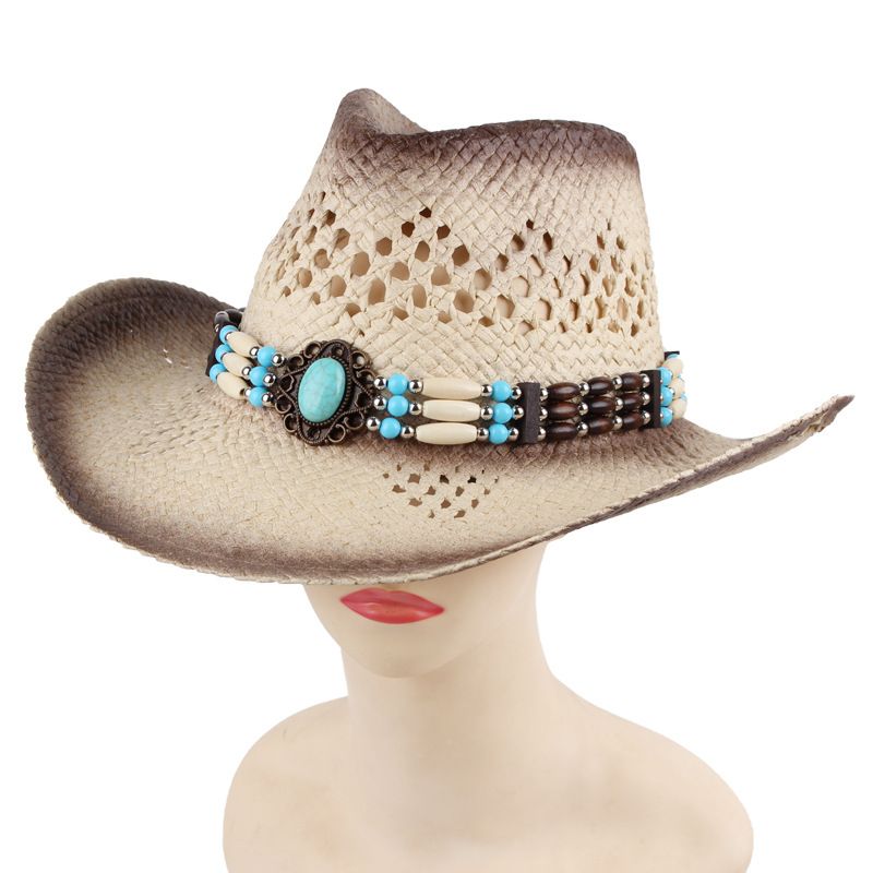 Women's Fashion Solid Color Chain Big Eaves Sun Hat Straw Hat