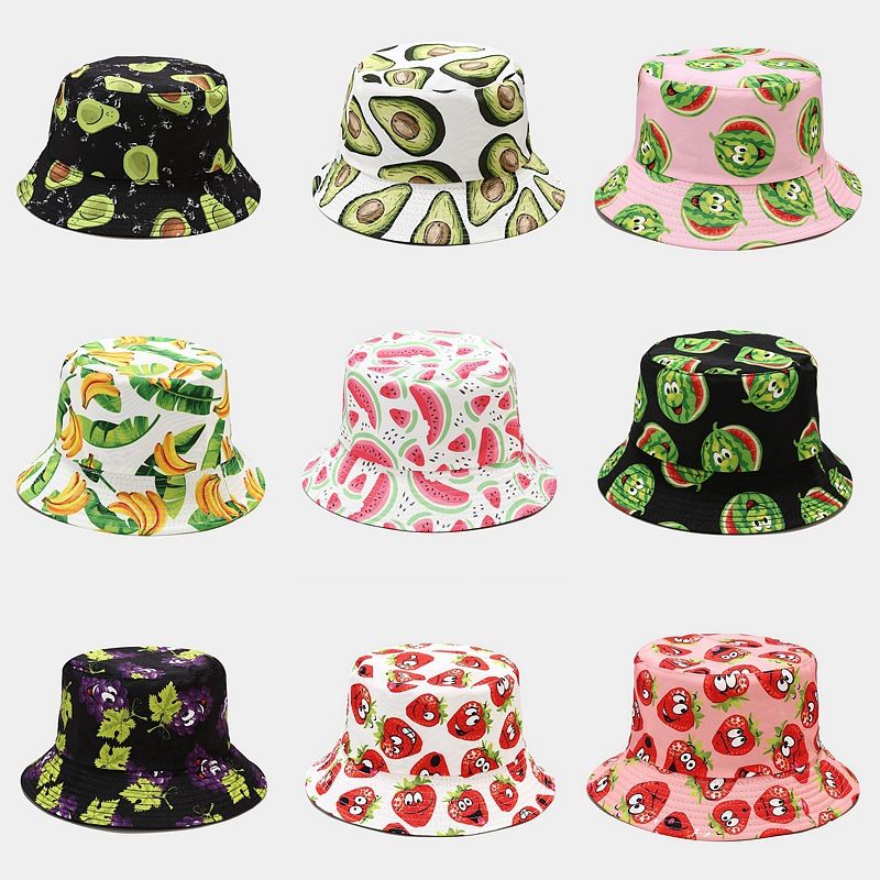 Unisex Fashion Fruit Printing Wide Eaves Bucket Hat