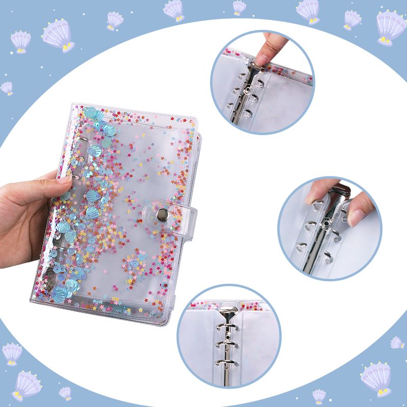 Spot Cross-border Hot Sale A6 Loose-leaf Binder Zipper Bag Notebook Transparent And Creative Loose Spiral Notebook Cash Budget Journal Book