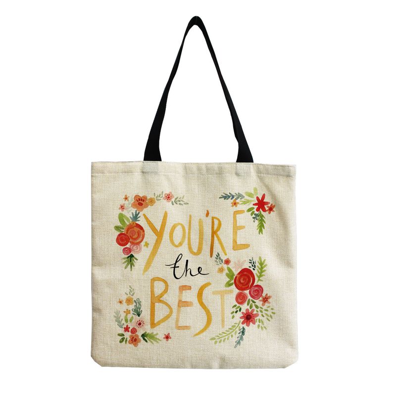 Women's Simple Style Letter Cotton And Linen Shopping Bags