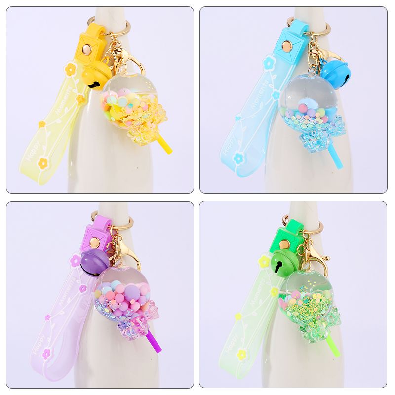 Cute Lollipop Flower Pvc Arylic Quicksand Bag Pendant Keychain