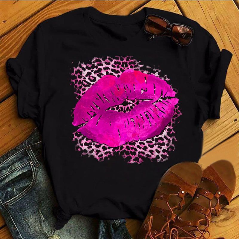 Femmes T-shirt Manche Courte T-shirts Impression Décontractée Bouche