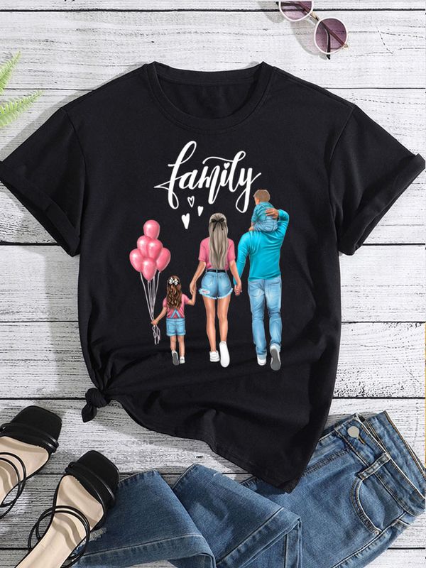 Mujeres Camiseta De Manga Corta Manga Corta Camisetas Impresión Mamá Humano Letra Globo