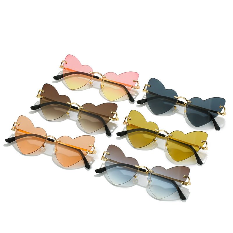 Fashion Gradient Color Heart Shape Pc Special-shaped Mirror Frameless Women's Sunglasses