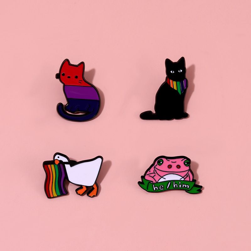 Cartoon Style Cat Frog Duck Alloy Enamel Plating Unisex Brooches