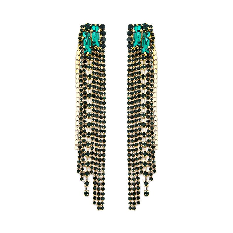 1 Pair Glam Tassel Metal Plating Rhinestones Women's Drop Earrings