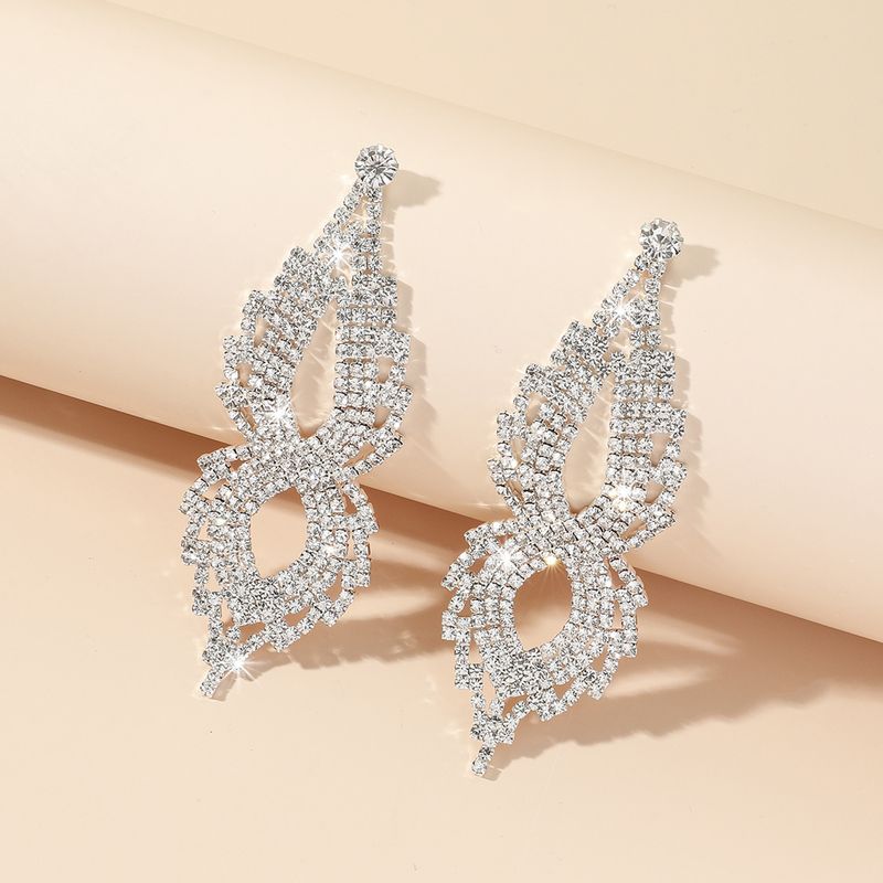 1 Pair Shiny Water Droplets Rhinestone Inlay Crystal Silver Plated Women's Drop Earrings