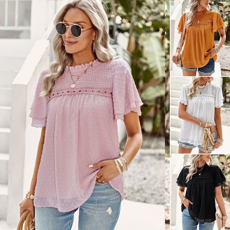 Women's T-shirt Short Sleeve T-shirts Fashion Solid Color