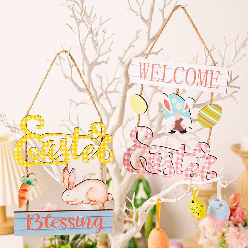 Easter Rabbit Letter Wood Party Hanging Ornaments