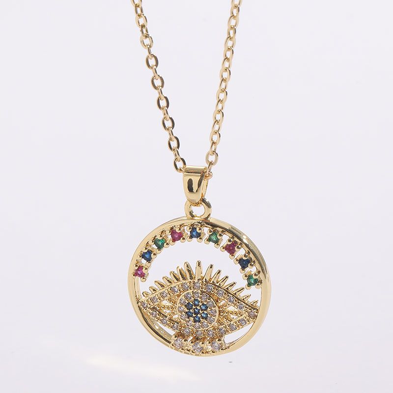 1 Piece Classic Style Devil's Eye Heart Shape Copper Plating Zircon Necklace