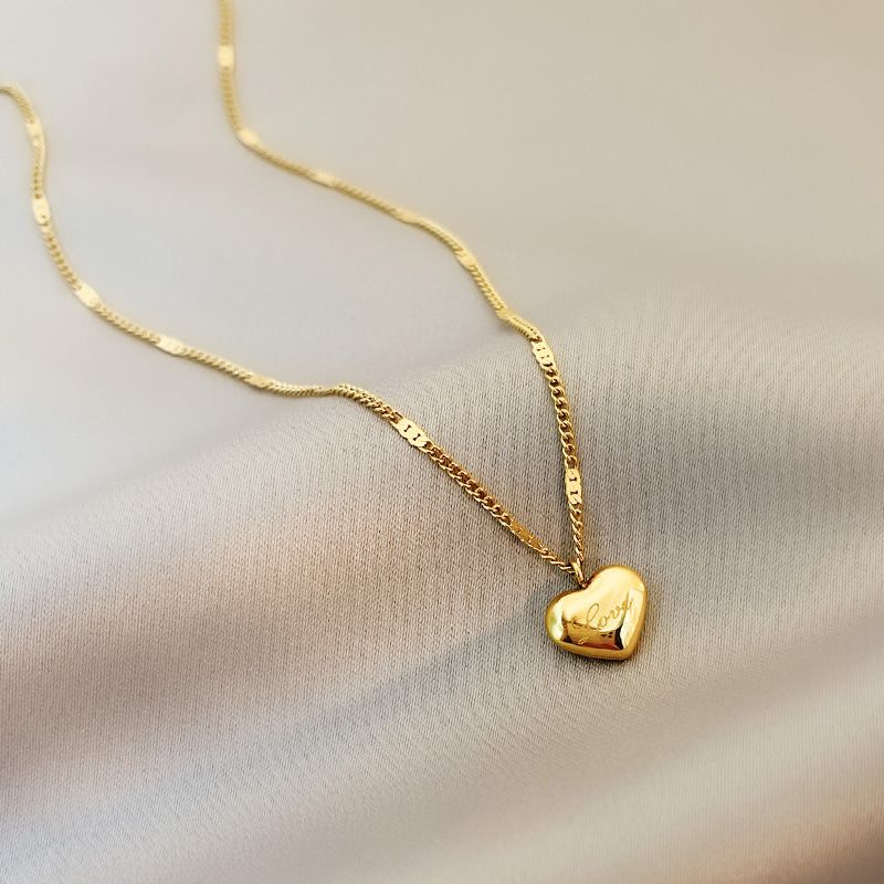 Fashion Simple Style Heart Shape Titanium Steel Plating Necklace