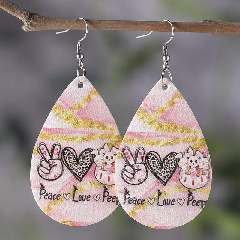 1 Pair Fashion Water Droplets Stainless Steel Pu Leather Handmade Easter Women's Drop Earrings