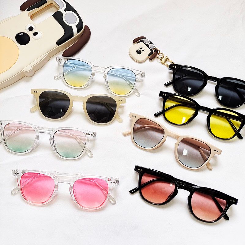 Fashion Gradient Color Pc Resin Square Patchwork Full Frame Kids Sunglasses