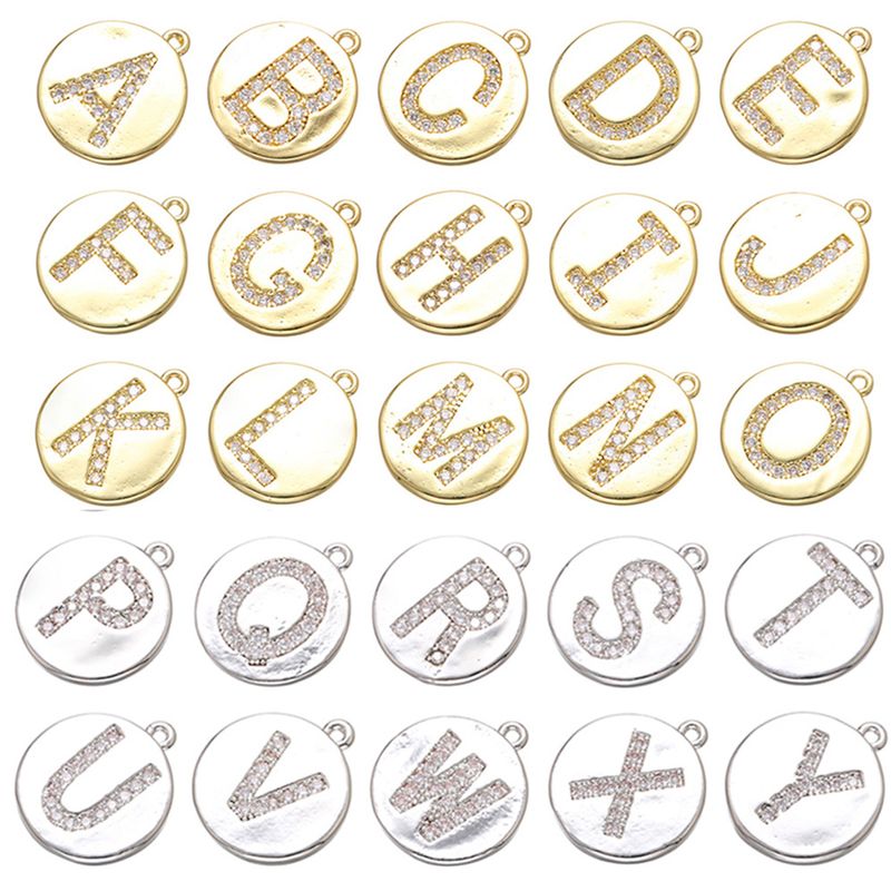 Pendentifs Breloques 1 Pièce Mode Lettre Le Cuivre Placage Incruster Zircon Bijoux Accessoires