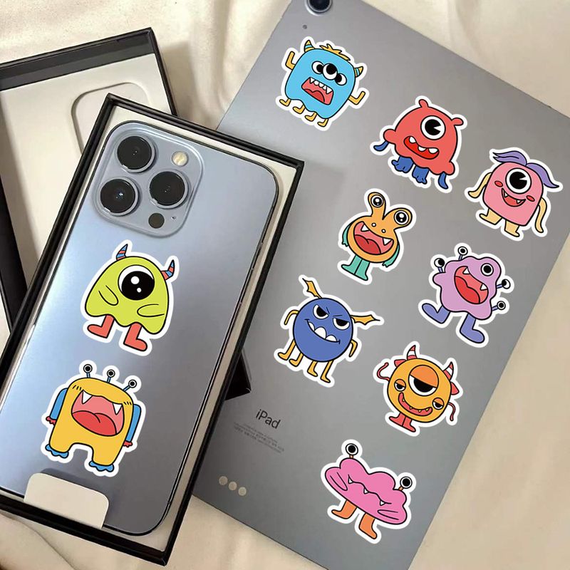 60 Small Monster Cartoon Animal Stickers Phone Case Ipad Luggage Notebook Water Cup Diy Waterproof Stickers