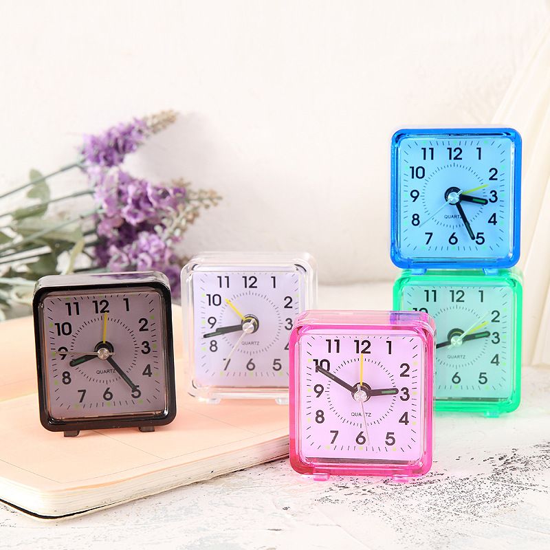 Reloj Despertador Cuadrado De Color Caramelo Creativo Transparente, Reloj Despertador De Moda Para Estudiantes, Pequeño Reloj Despertador Cuadrado Simple, Venta Al Por Mayor