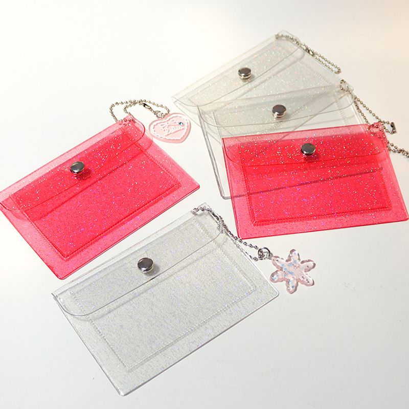 Unisex Solid Color Pvc Transparent Flip Cover Card Holders