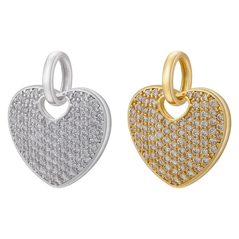 1 Piece Fashion Heart Shape Copper Plating Zircon Jewelry Accessories