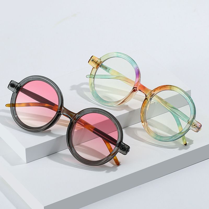 Lässig Mode Einfarbig Ac Runder Rahmen Vollbild Sonnenbrille Der Frauen
