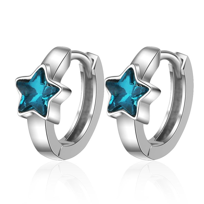 1 Pair Simple Style Star Copper Inlay Rhinestones Earrings