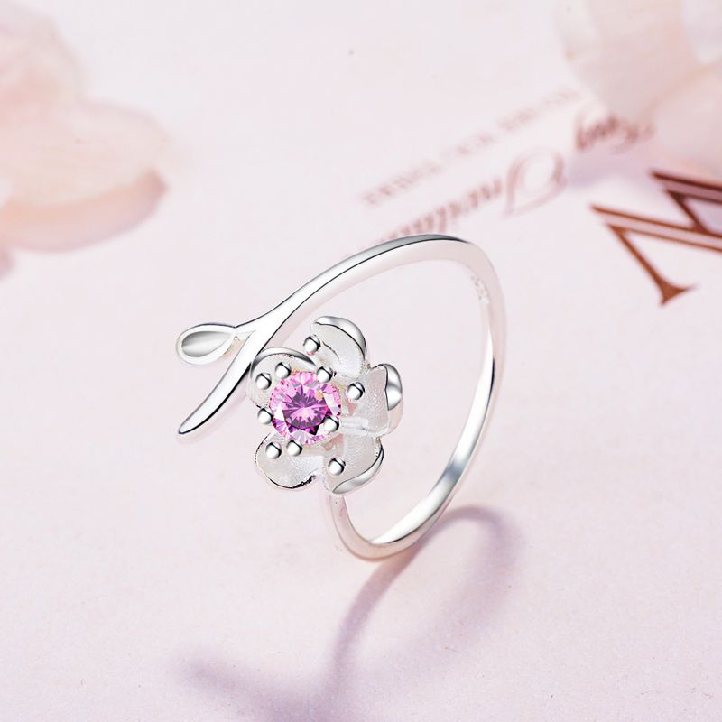1 Piece Fashion Flower Copper Inlay Zircon Open Ring