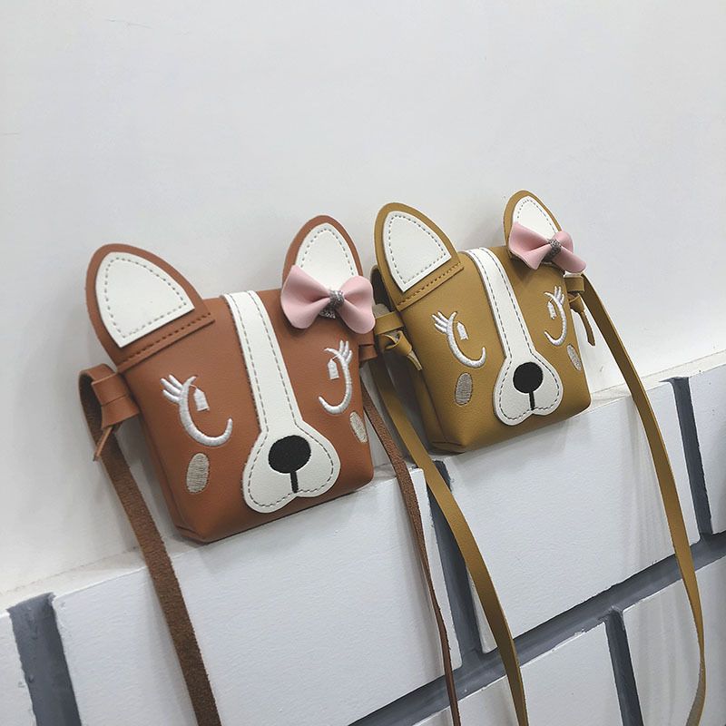 Kid's Small Pu Leather Animal Cute Square Magnetic Buckle Crossbody Bag
