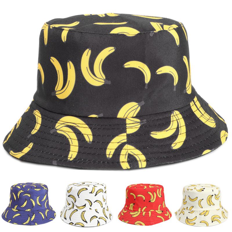 Unisex Mode Banane Drucken Breite Traufen Bucket Hat