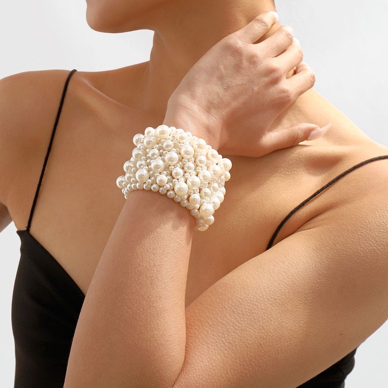 1 Piece Fashion Solid Color Imitation Pearl Beaded Women's Bangle