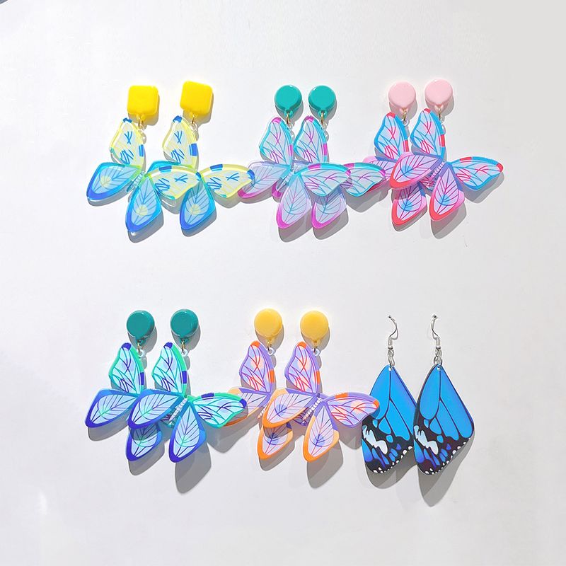 1 Pair Sweet Butterfly Arylic Epoxy Women's Drop Earrings