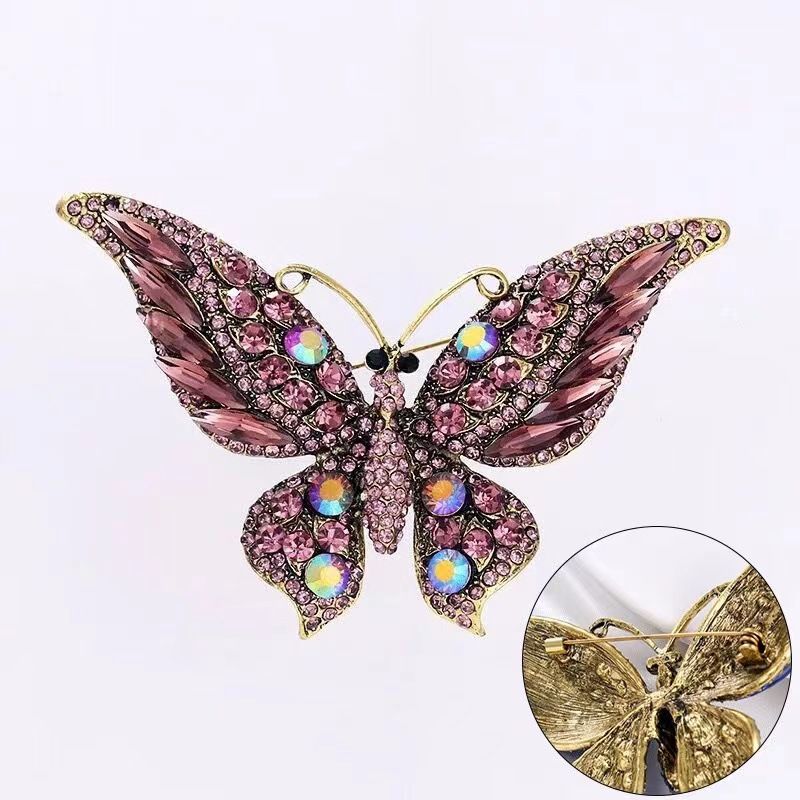 Moda Mariposa Aleación Esmalte Diamantes De Imitación Mujeres Broches