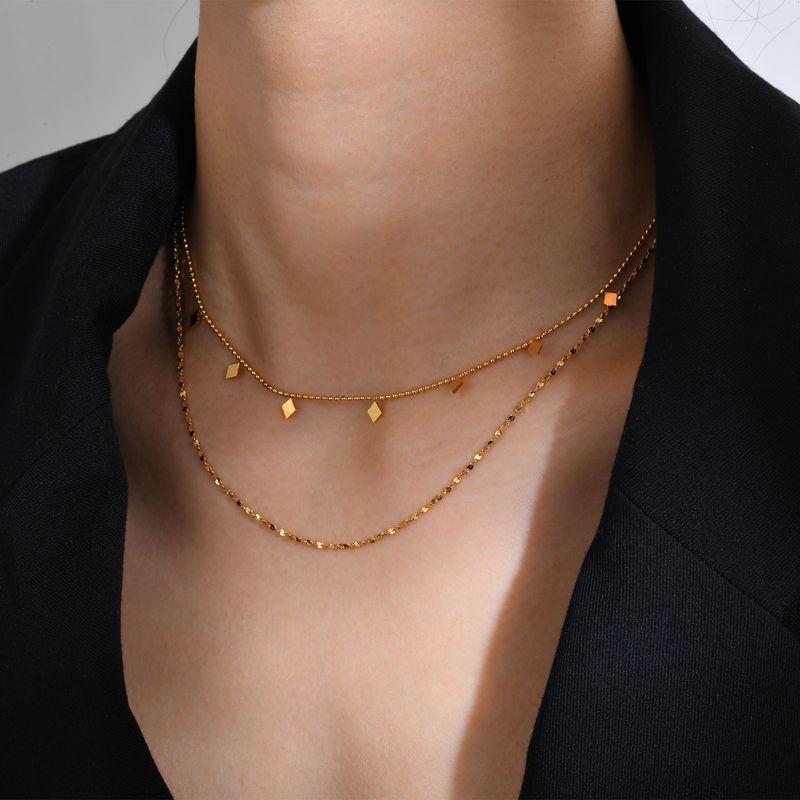 201 Stainless Steel Gold Plated Fashion Plating Geometric Layered Necklaces