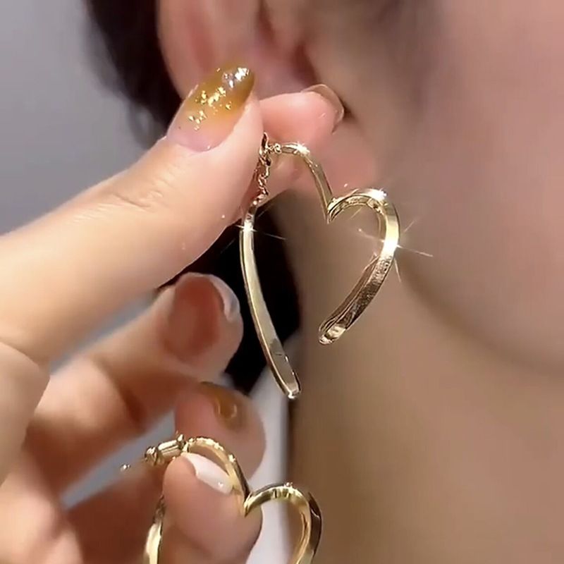 1 Pair Fashion Heart Shape Alloy Plating Women's Drop Earrings