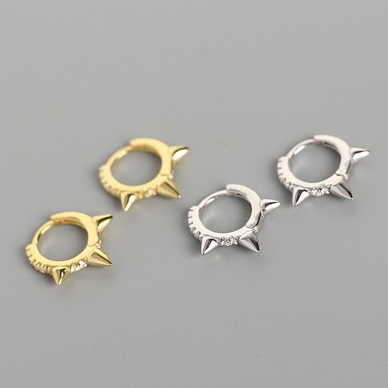 1 Pair Simple Style Solid Color Sterling Silver Inlay Rhinestones Earrings